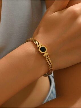 Gold and Black Women's Bracelet - Elegant Minimalist Jewelry